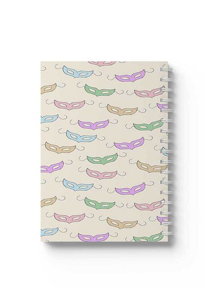 LOWHA Spiral Notebook with Front and Back Hard Covers Featuring Masks Design