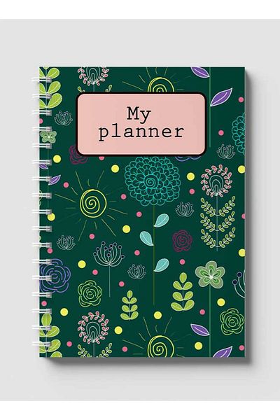LOWHA Spiral Notebook with Front and Back Hard Covers Featuring Flowers & Sun Design