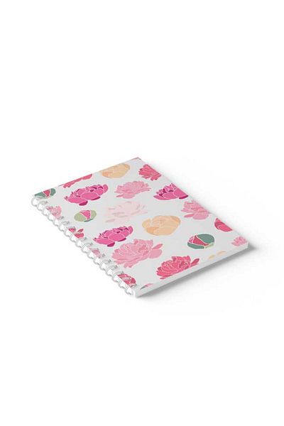 LOWHA Spiral Notebook with Front and Back Hard Covers Featuring Flowers Design
