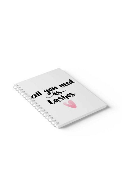 LOWHA Spiral Notebook with Front and Back Hard Covers Featuring All You Need Is Lashes Design