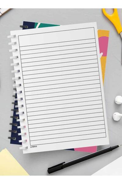 LOWHA دفتر ملاحظات حلزوني مع غلافين أمامي وخلفي صلبين بتصميم هندسي تجريدي