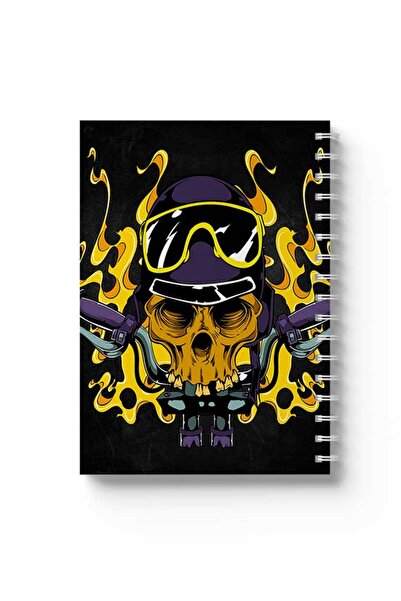 LOWHA دفتر ملاحظات حلزوني مع غلافين أمامي وخلفي صلبين بتصميم جمجمة