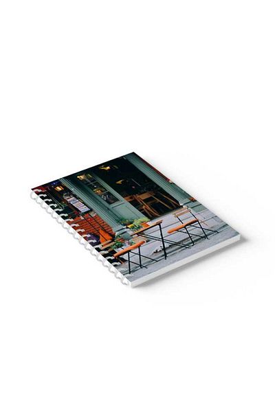 LOWHA Spiral Notebook with Front and Back Hard Covers Featuring Coffee Shop Design