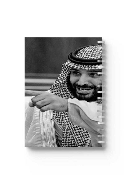 LOWHA دفتر ملاحظات حلزوني مع غلافين أمامي وخلفي متينين يحمل تصميم القائد محمد بن سلمان