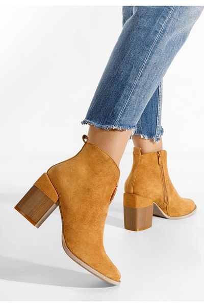 B T Shoes Beires camel chunky heel ankle boots