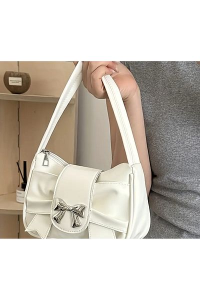 La Saade White Pinterest Mini Bag with Bow