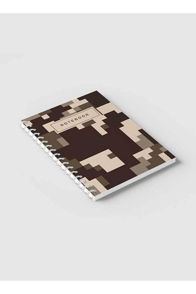 LOWHA Spiral Notebook with Front and Back Hard Covers Featuring Dessert Camouflage Design