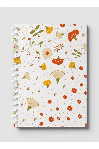 LOWHA Spiral Notebook with Front and Back Hard Covers Featuring Flowers & Berries Design