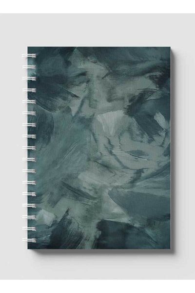 LOWHA Spiral Notebook with Front and Back Hard Covers Featuring Green Shades Watercolor Paint Design