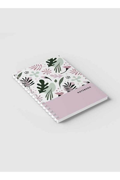 LOWHA Spiral Notebook with Front and Back Hard Covers Featuring Floral White Design