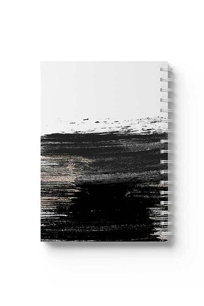 LOWHA Spiral Notebook with Front and Back Hard Covers Featuring Black Paint Design