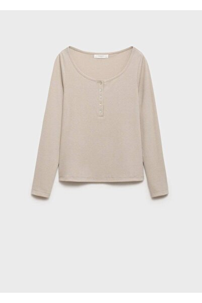 MANGO Woman Düğmeli ribana triko tişört