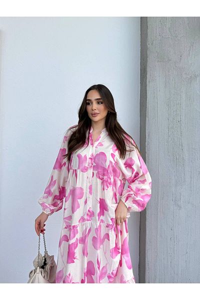 JESSE STORY Women's Hijab Dress Modal Fabric Floral Pattern Dress
