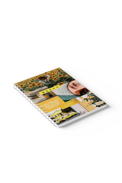 LOWHA Spiral Notebook with Front and Back Hard Covers Featuring Happy Design