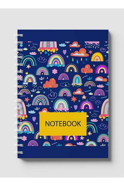 LOWHA Spiral Notebook with Front and Back Hard Covers Featuring Boho Weather Design