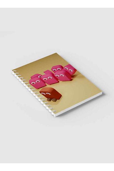 LOWHA Spiral Notebook with Front and Back Hard Covers Featuring Cartoon D Shape Design