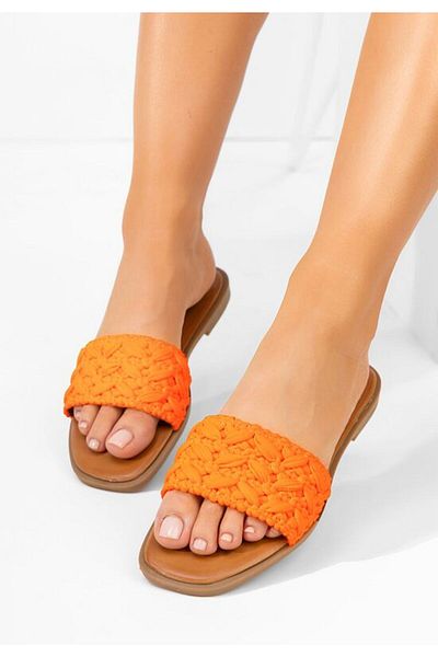 B T Shoes Eugenia orange flat slippers