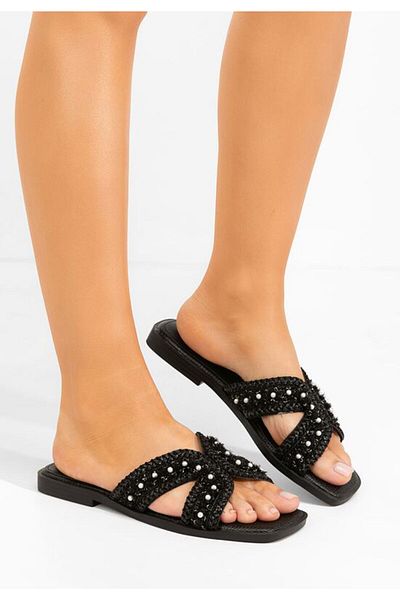 B T Shoes Ingryd black flat slippers