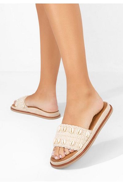 B T Shoes Tawna beige flat slippers