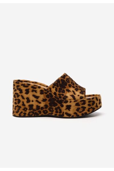 B T Shoes Wilya leopard platform slippers