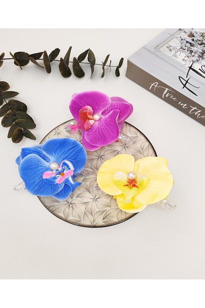 REBORN DESIGN White Color Orchid Figured Pearl Detailed 11 cm Bow Model Latch Buckle