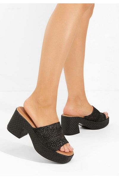 B T Shoes Papuci cu toc gros Katharyn negri