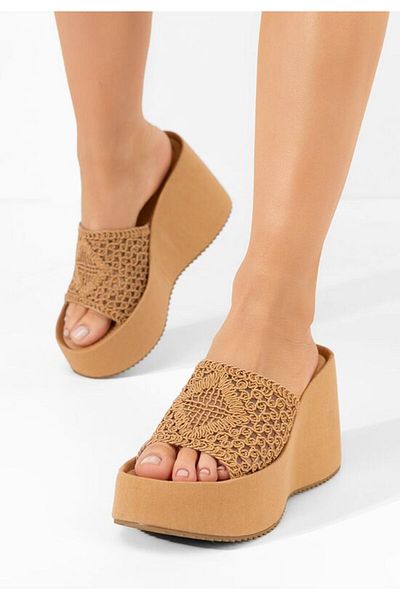 B T Shoes Kimbra khaki platform slippers