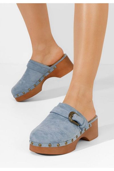 B T Shoes Women's blue Micaela platform clogs
