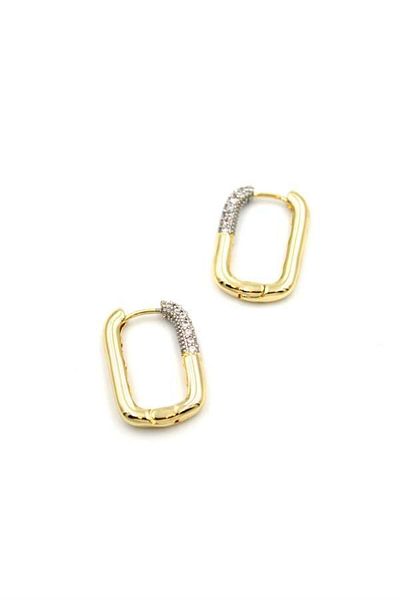 Rasanet Stoned Rectangular Earrings - Gold