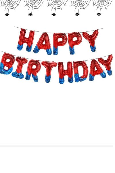 Laviyosa Spider Foil Happy Birthday Foil Set Red Blue