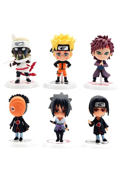 victiny Set of 6 Mini Anime Figurines, Naruto, PVC, 7-8cm, Multicolor