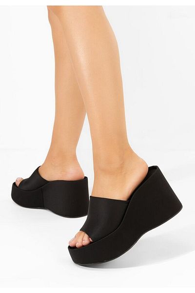 B T Shoes Black Wilya platform slippers