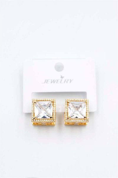Rasanet Square Jewelled Earrings - White