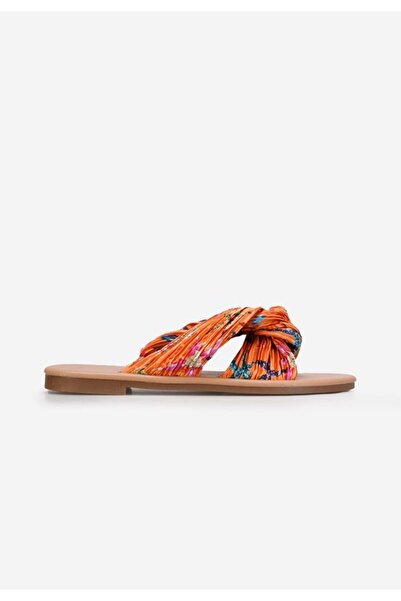 B T Shoes Moema orange flat slippers