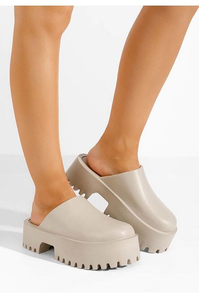 B T Shoes Women's platform clogs Ziora khaki