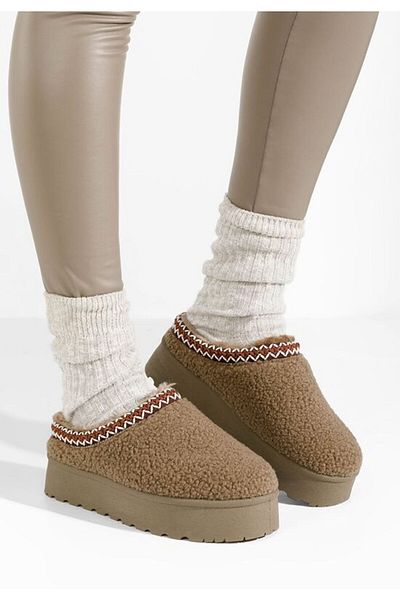 B T Shoes Delsie khaki platform slippers