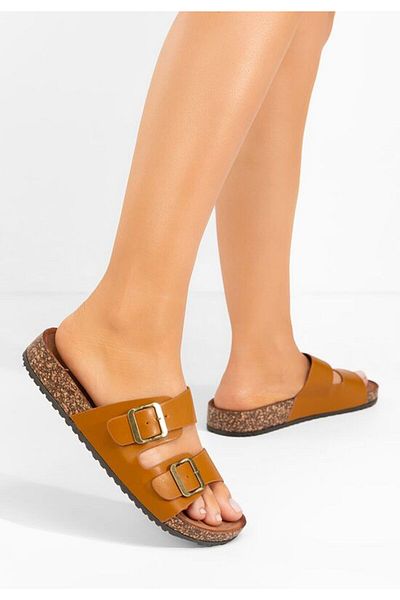 B T Shoes Janeti camel thick-soled slippers