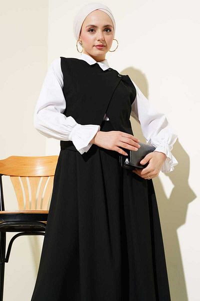 Fi-MA Asymmetric Collar Vest Skirt Suit - Gray