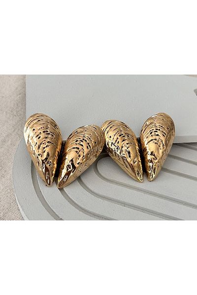 juleeco Mussel Heart Brand Model Heavy Earrings(4.5X4.5Cm)