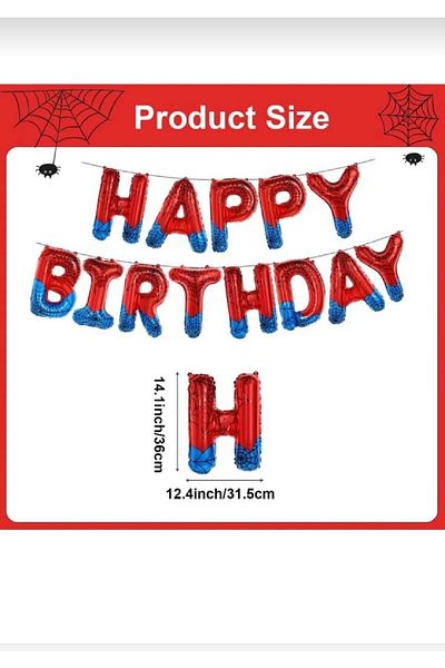 Laviyosa Spider Foil Happy Birthday Foil Set Red Blue