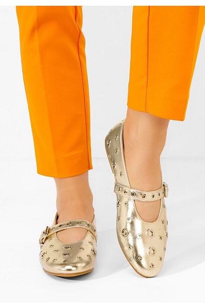 B T Shoes Frista women's gold ballerinas