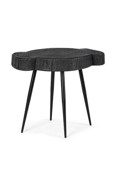 Bizzotto Coffee Table with Iron Legs and Black Wood Top Zakia 45 cm x 35 cm x 40 cm h