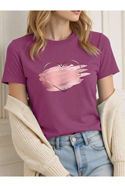 LAYORA Γυναικείο μπλουζάκι με τύπωμα - Σχέδιο καρδιάς |   Καθημερινό κομψό κα...