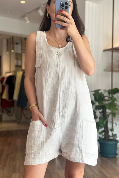 Unique Boutique Gray Muslin Fabric Jumpsuit