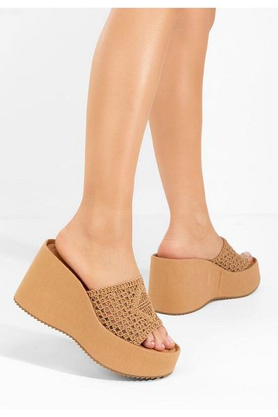 B T Shoes Kimbra khaki platform slippers