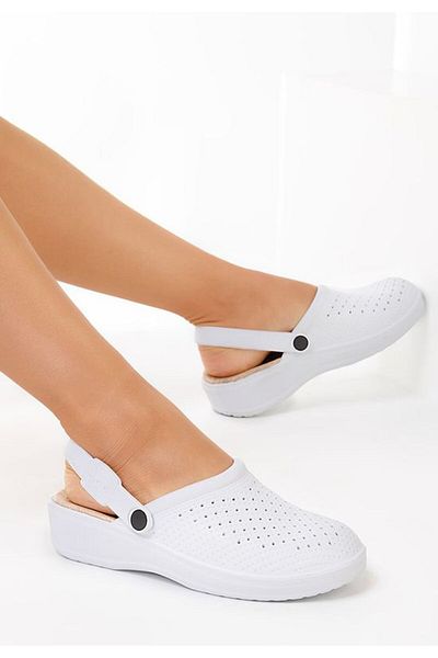 B T Shoes Liberina women's white clogs