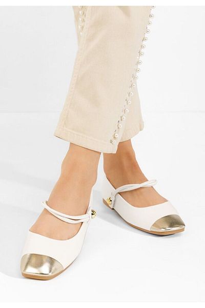 B T Shoes Agapia women's white ballet flats