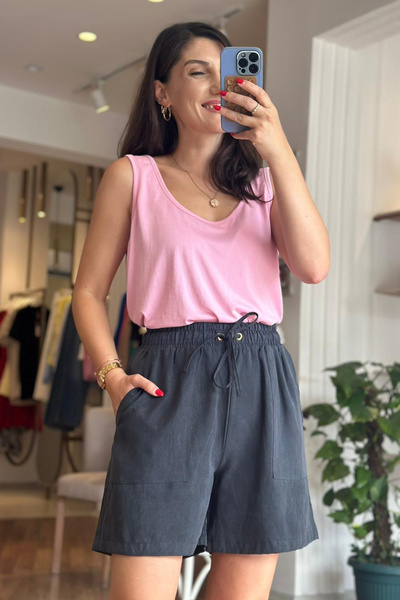 Unique Boutique Anthracite Pocket Modal Fabric City Size Shorts