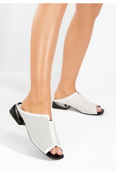 B T Shoes Fredrisa white heeled slippers