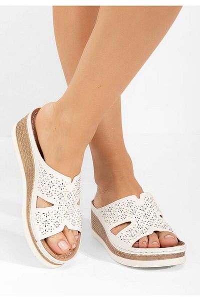 B T Shoes White Larue platform slippers